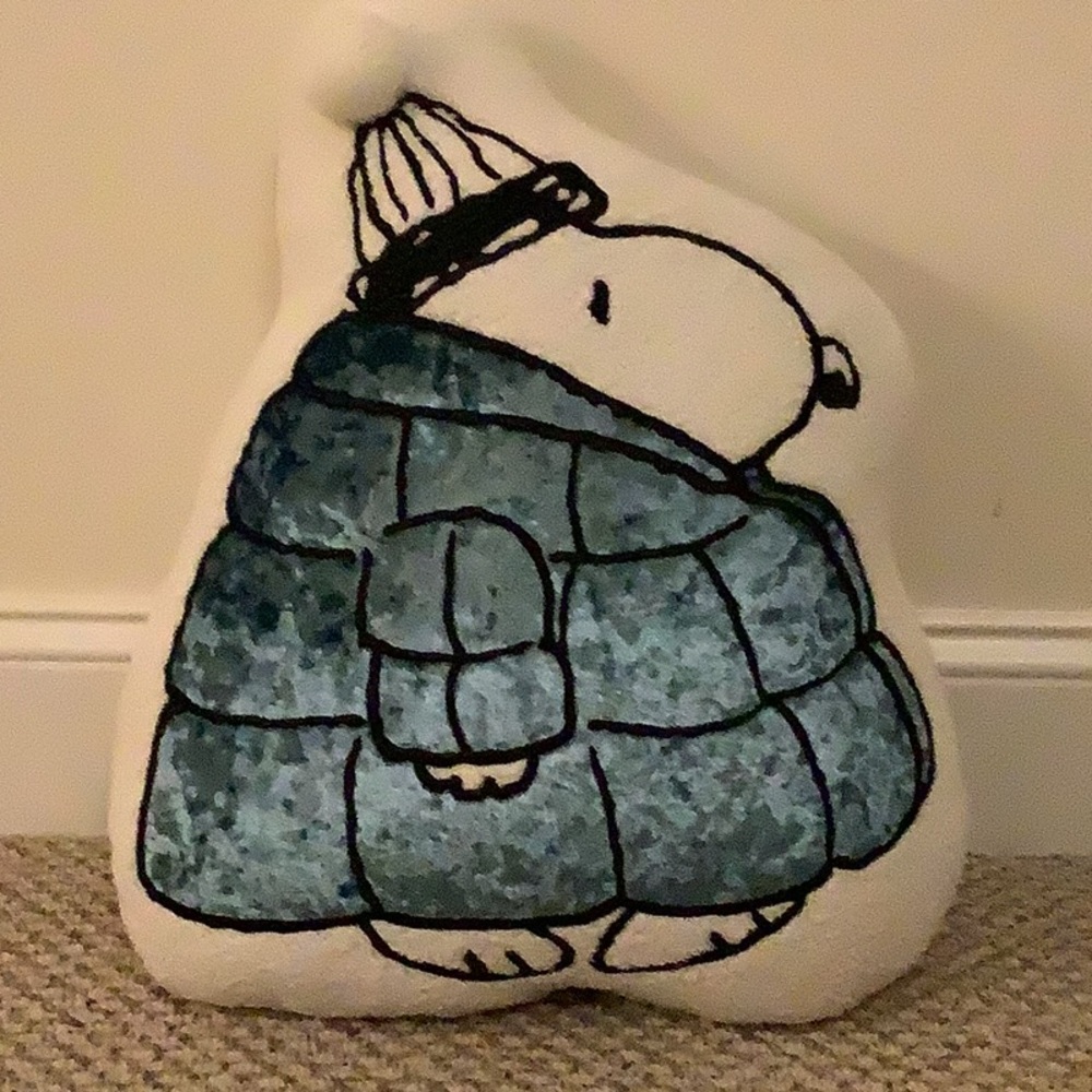 Cute Snoopy Pillow with Blue Coat NWT